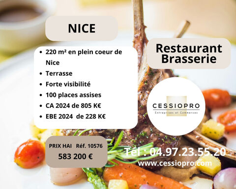 Élégant Restaurant/Brasserie 800K de CA 2024 avec fort potentiel de développement   220 m2 en plein cur de N 583200 06000 Nice