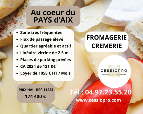 AU C�UR DU PAYS D'AIX, FONDS DE COMMERCE DE   FROMAGERIE CREMERIE AU C�UR D'UNE ZONE FR&Eacute;QUENT&Eacute;E 174400 13090 Aix en provence