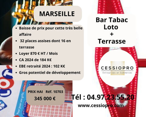 Baisse de Prix pour cette tr&egrave;s belle affaire de Bar Tabac Loto + Terrasse, sur Marseille : Gros potentiel de d 345000 13001 Marseille