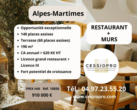 RESTAURANT + MURS AVEC TERRASSE PRIVEE DE PLUS DE 60 PLACES   CLIENTELE LOCALE ET TOURISTIQUE   ALPES MARITIME 910000 06530 Peymeinade