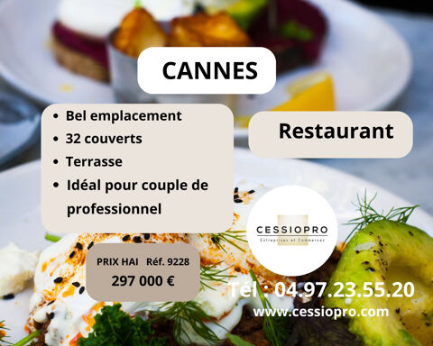 Cannes, restaurant en emplacement de choix, idéal couple de professionnels 297000 06400 Cannes