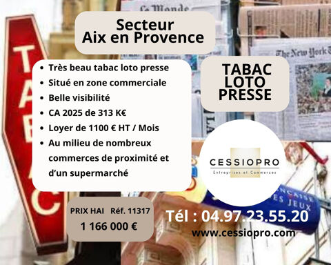 Tr&egrave;s beau Tabac Loto Presse, situ&eacute; en Zone commerciale…. Secteur AIX EN PROVENCE - Rare &agrave; la vente ! 1166000 13090 Aix en provence