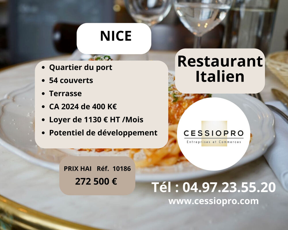   Charmant Restaurant italien avec 400k € CA moyen dans le quartier du port à Nice. 