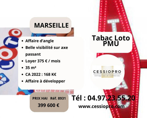 Tabac Loto PMU à développer ++++, sur Marseille. 399600 13013 Marseille