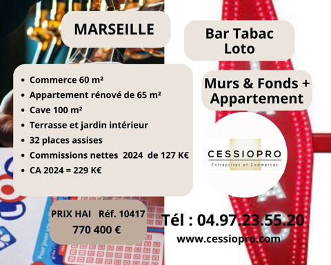 Bar Tabac Loto, avec appartement + Murs, sur Marseille 770400 13006 Marseille