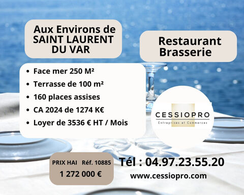 A VENDRE RESTAURANT BRASSERIE face &agrave; la mer ENVIRONS SAINT LAURENT DU VAR 1272000 06700 St laurent du var