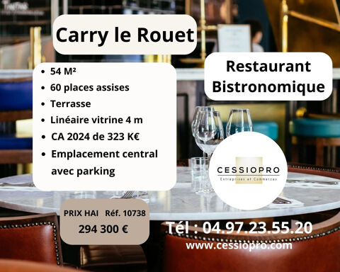 RESTAURANT BISTRONOMIQUE ET CAVE A VINS   Carry Le Rouet   CA de 323 K� 294300 13620 Carry le rouet