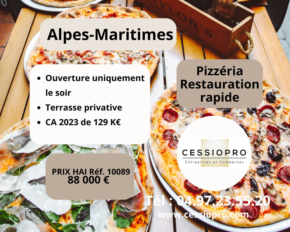   06   Alpes maritimes   PIZZERIA AVEC TERRASSE PRIVATIVE CA 129 K 