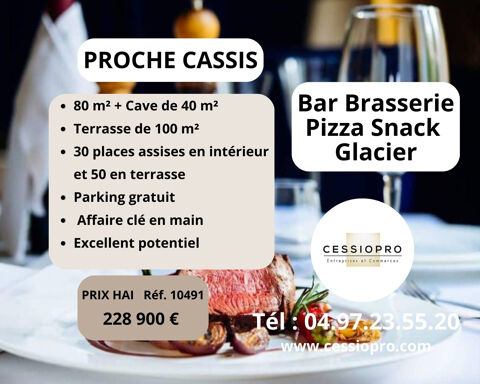 BAR / BRASSERIE / PIZZA / SNACK / GLACIER   EMPLACEMENT No1   PROCHE DE CASSIS 228900 13260 Cassis