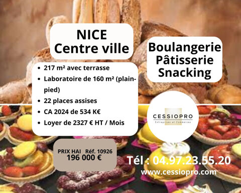 A VENDRE  BOULANGERIE P&Acirc;TISSERIE SNACKING AVEC TERRASSE - NICE 196000 06000 Nice