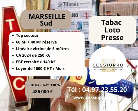 Rare &agrave; la vente ! Tr&egrave;s beau Tabac Loto Presse….Top secteur Marseille… 486000 13009 Marseille