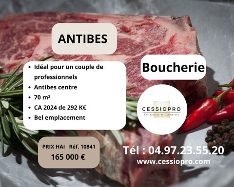 Antibes centre, boucherie bien plac&eacute;e, bon CA, bonne client&egrave;le, id&eacute;ale couple 165000 06600 Antibes