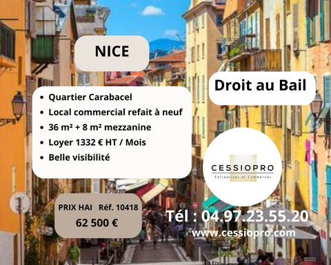 Droit au Bail   Local Commercial Refait &agrave; Neuf   Quartier Carabacel, Nice 62500 06000 Nice