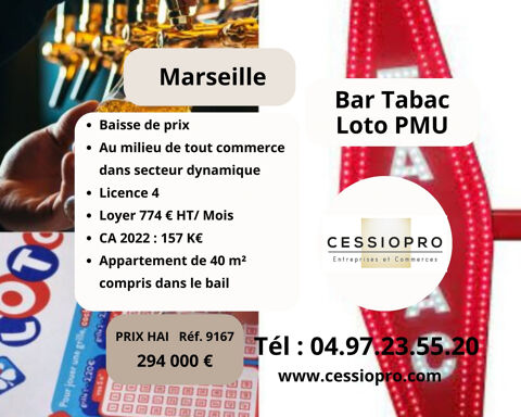 Baisse de Prix ! Très beau petit Bar Tabac Loto PMU Licence 4, dans quartier dynamique. Marseille Sud 294000 13008 Marseille