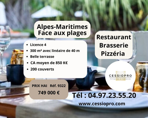 RESTAURANT BRASSERIE PIZZERIA GLACIER LICENCE 4 FACE AUX PLAGES 06 ALPES MARITIMES 749000 06700 St laurent du var