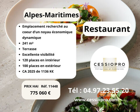 Restaurant de caract&egrave;re avec terrasse de 100m2   Emplacement recherch&eacute; au cœur d'un noyau &eacute;conomique dynamique 775060 06110 Le cannet