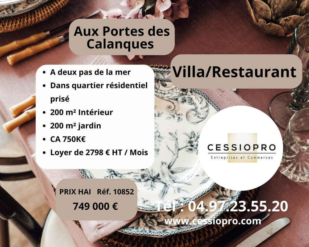   VILLA/RESTAURANT PREMIUM plain pied AVEC JARDIN   aux Portes des Calanques(13) 