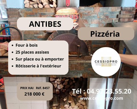 Pizzéria, four à bois, rôtisserie, belle réputation, sur place ou à emporter, Antibes 218000 06600 Antibes
