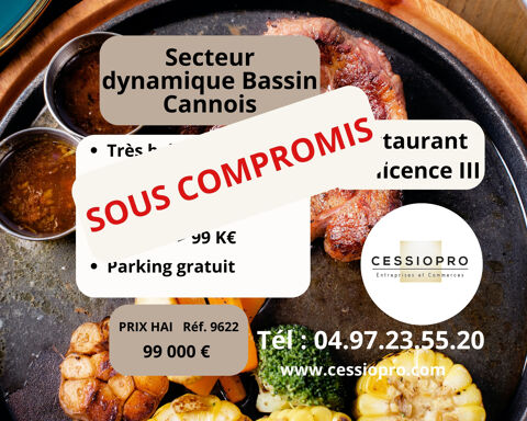 RESTAURANT DU MIDI /BAR LICENCE III - GRANDE TERRASSE - SECTEUR DYNAMIQUE BASSIN CANNOIS (06). 99000 06250 Mougins