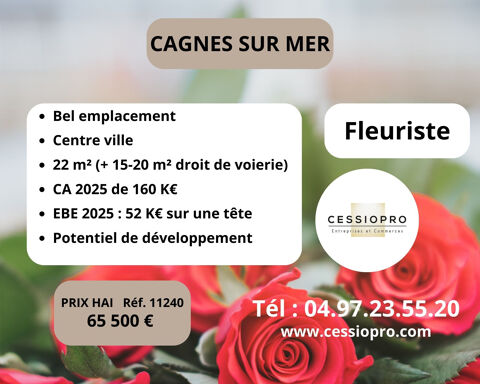 Fleuriste   bel emplacement   CA 160K€ - Potentiel d&eacute;veloppement   CAGNES SUR MER 65500 06800 Cagnes sur mer
