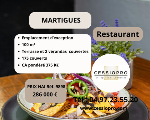 RESTAURANT - EMPLACEMENT D'EXCEPTION - MARTIGUES   175 COUVERTS 286000 13500 Martigues