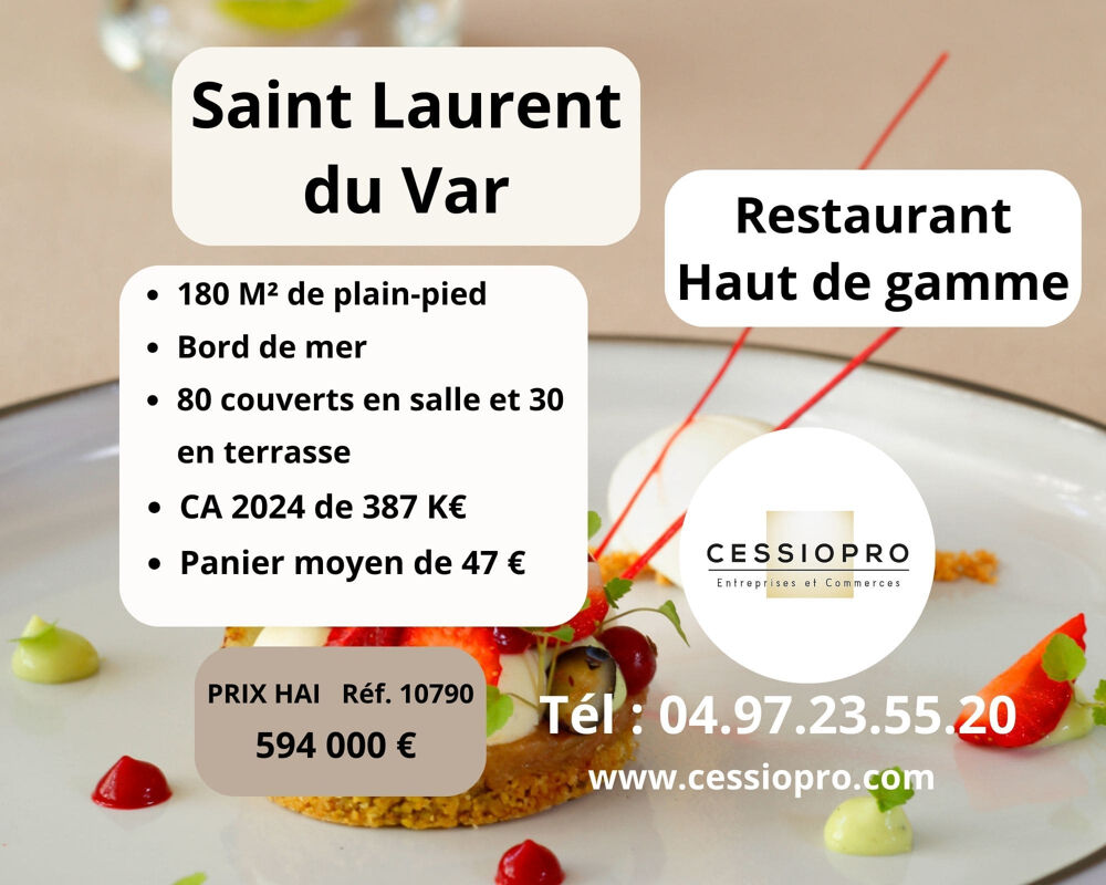   Restaurant Haut de Gamme   Bord de mer   Saint-Laurent-du-Var 