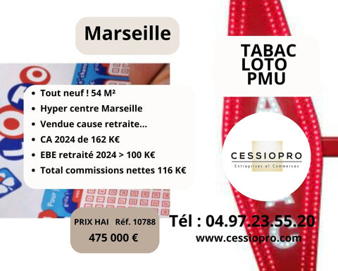 Tabac Loto PMU, tout neuf ! Hyper centre de Marseille 475000 13001 Marseille