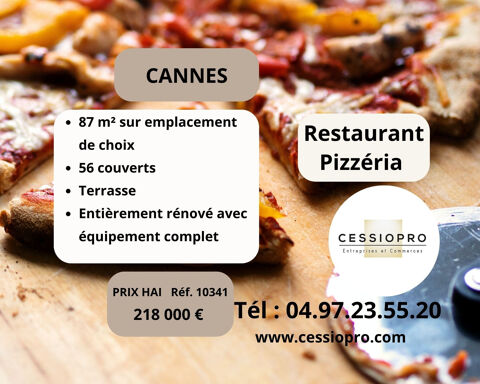 Restaurant pizzeria, CANNES, &eacute;tablissement neuf, emplacement de choix, bon chiffre. 218000 06400 Cannes