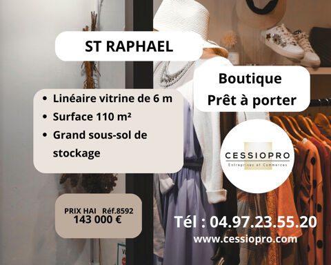 Magasin de vêtements prêt à porter idéalement situé en centre-ville  Saint Raphaël 143000 83700 St raphael