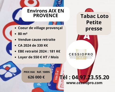 Tr&egrave;s beau Tabac Loto Presse, en plein C�ur de village proven&ccedil;al   Environs AIX EN PROVENCE 626000 13100 Aix en provence