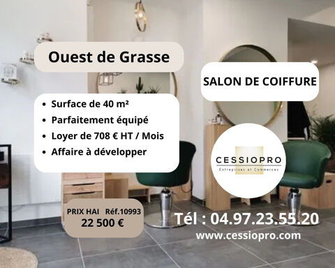 NOUVELLE CHANCE ! SALON DE COIFFURE PR&Ecirc;T &Agrave; D&Eacute;COLLER (OUEST GRASSE) 22500 06130 Grasse