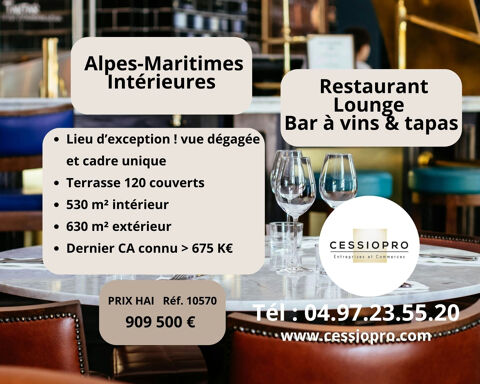 RESTAURANT LOUNGE   TERRASSE 120 COUVERTS   BAR &Agrave; VINS & TAPAS   ALPES-MARITIMES INT&Eacute;RIEURES 909500 06250 Mougins