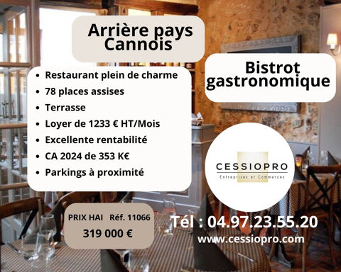 BISTROT GASTRONOMIQUE ARRI&Egrave;RE-PAYS CANNOIS (EBE 100K�) 319000 06650 Le rouret