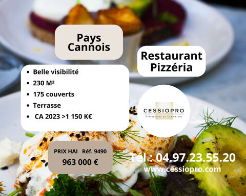 RESTAURANT PIZZERIA  TERRASSE DE 100 COUVERTS  PAYS CANNOIS  EBE 200k 963000 06130 Grasse