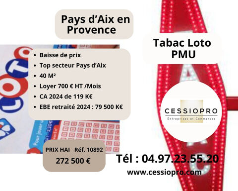 A vendre Tabac Loto PMU, Pays d'Aix en Provence. 272500 13100 Aix en provence