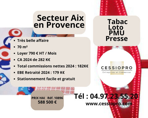 Tr&egrave;s Belle affaire de Tabac Loto Presse PMU Bimbeloteries, Secteur tr&egrave;s recherch&eacute; d'AIX EN PROVENCE� 588500 13100 Aix en provence
