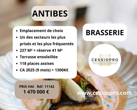 Antibes : Brasserie, situation centrale, emplacement de choix, terrasse expos&eacute;e sud, parking. 1470000 06600 Antibes