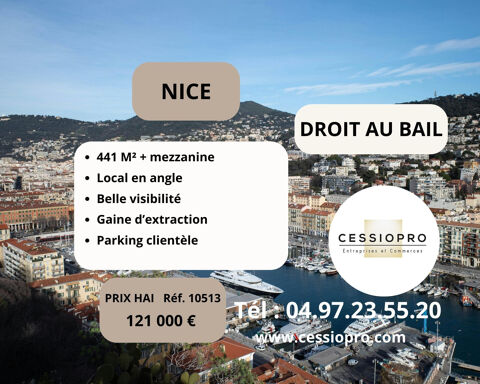NICE 06 - LOCAL COMMERCIAL DE 441 M2 PLUS MEZZANINE AVEC GAINE EXTRACTION - PARKING CLIENT&Egrave;LE 121000 06300 Nice