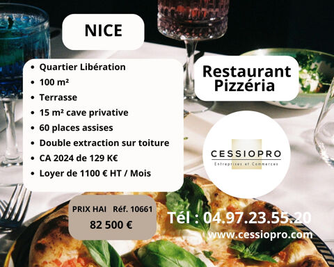 Restaurant/Pizzeria de 129k € CA   100 m2   Quartier Lib&eacute;ration, Nice 82500 06000 Nice
