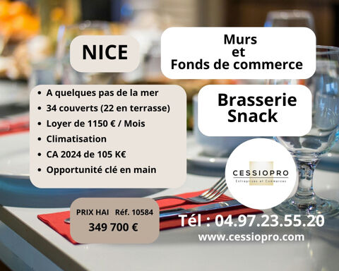 Murs et fonds de commerce   Brasserie/Snack Licence III &agrave; Nice 349700 06000 Nice