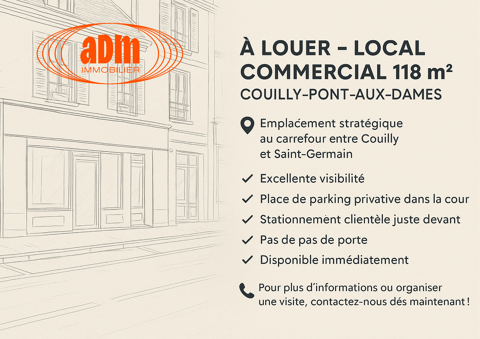 À LOUER   LOCAL COMMERCIAL 118 m2   COUILLY-PONT-AUX-DAMES 1400 77860 Couilly pont aux dames