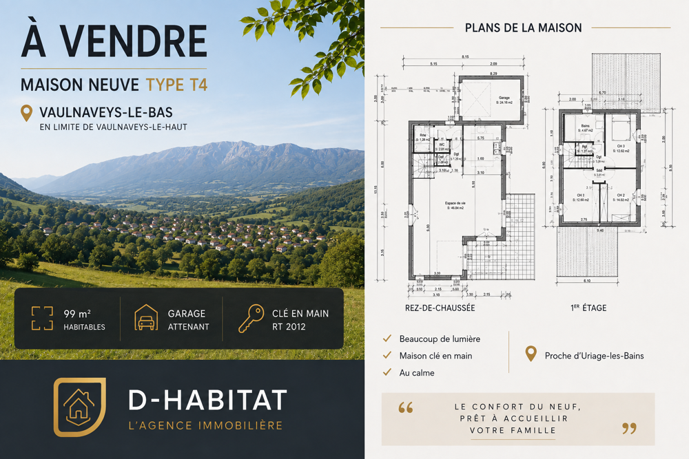 Maison 4 pièces 99 m² · à Vaulnaveys le Bas · 99 m² · 409 000 €