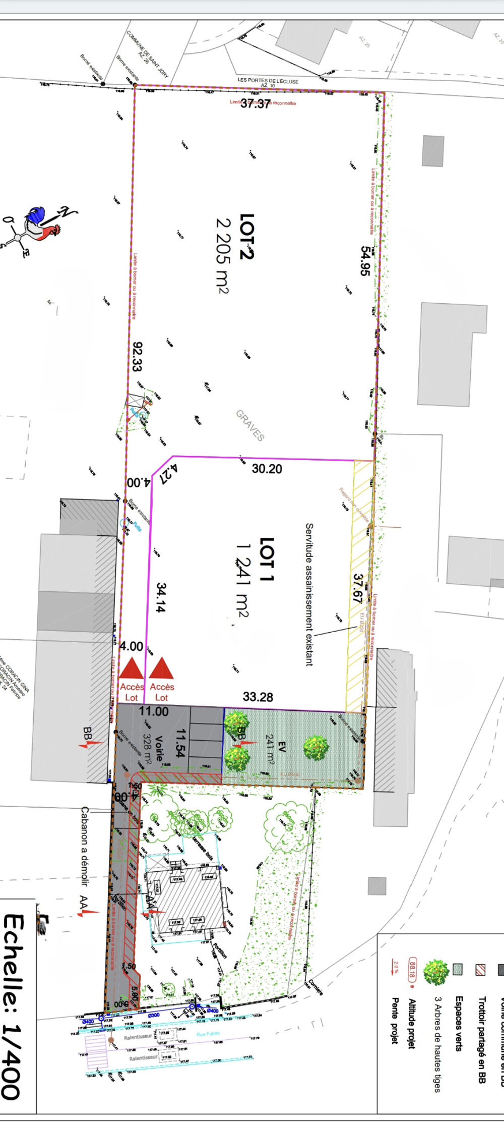 Vente Terrain Terrain constructible entièrement viabilisé de 1240m2 dont 400m2 d'emprise au sol St jory