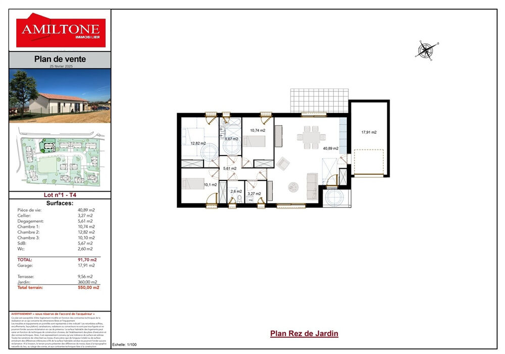 Maison neuve de 92m2 Lot 1 à Guereins