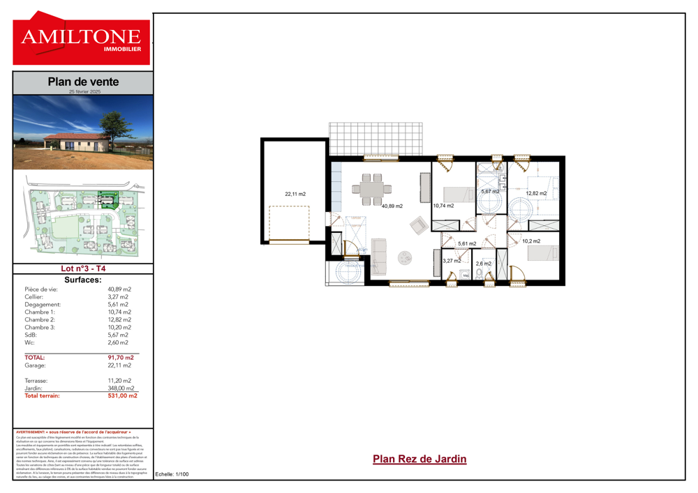 Maison neuve de 92m2 Lot 3 à Guereins