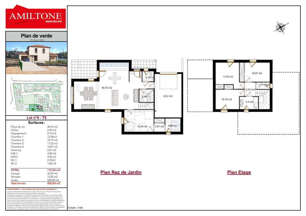 Maison neuve de 114m2 Lot 9 à Guereins