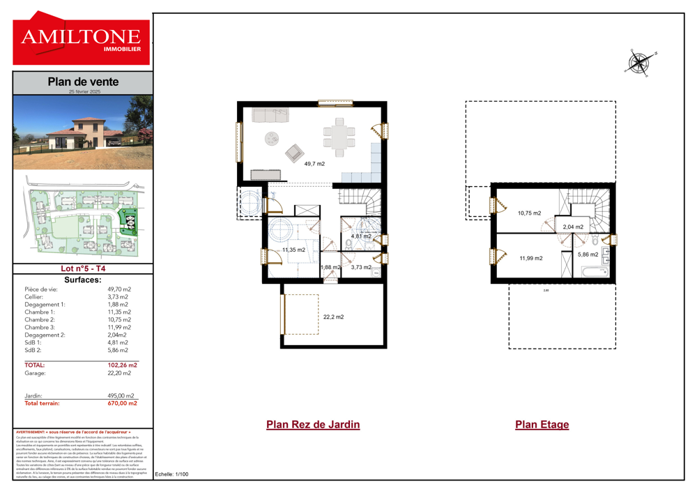 Maison neuve de 102m2 Lot 5 à Guereins