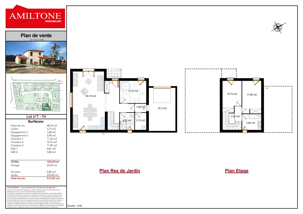 Maison neuve de 100m2 Lot 7 à Guereins