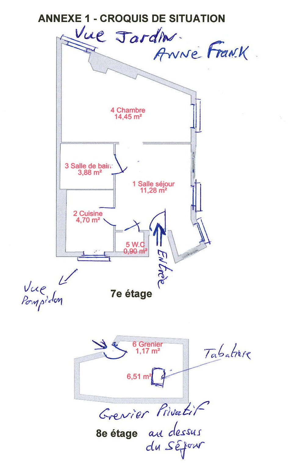 Vente Appartement 2 pièces vue jardin Anne Frank Le Marais Paris 3
