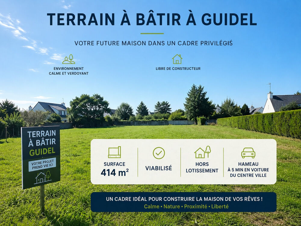 Vente Terrain Terrain plat constructible, hors lotissement , viabilisé Guidel